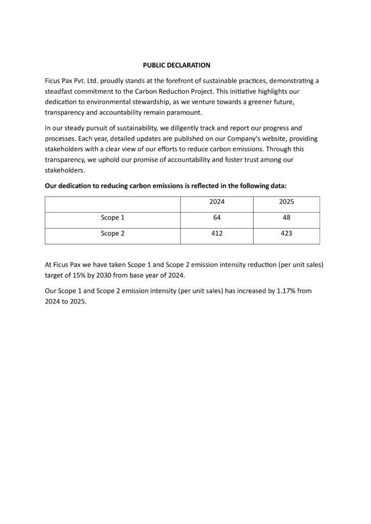 PUBLIC DECLARATION On Website